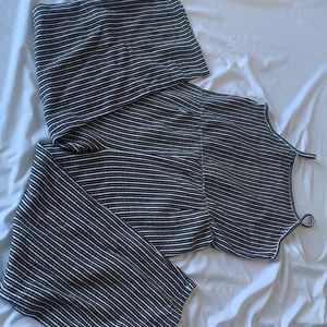 black and white striped jumpsuit